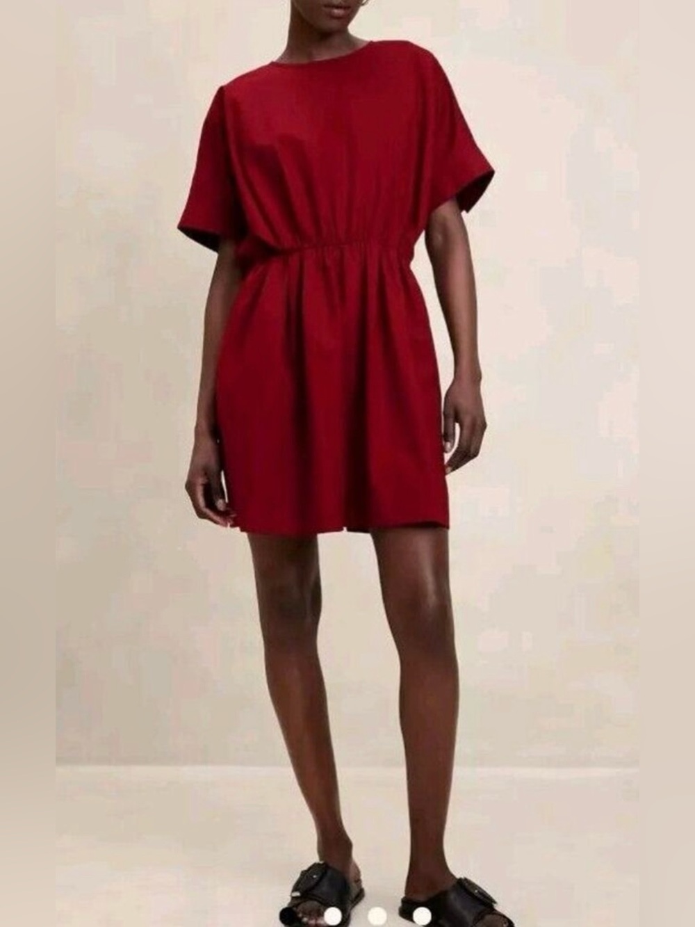 New Banana Republic Factory Poplin 100% Cotton Mini Dress In Red Currant Size L